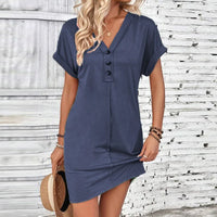 Audrey™ Kleid mit Lässiger Passform und V-Ausschnitt – Marine