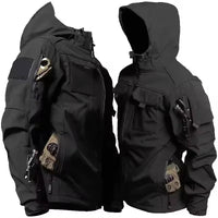 Herrenjacke | Kapuze und durchgehender Reißverschluss – Schwarz
