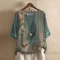 Brigitte | Damen Bluse Blumenmuster Lockere Passform – Blumenbluse Locker Sommer 2026 – Grün