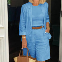 Zariah - Luxuriöses Blazer- und Shorts-Set – Blau