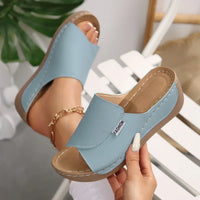 Selene | Orthopädische Keilabsatzsandalen™ – Himmelblau