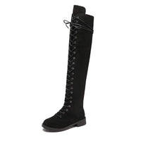 Damen Stilvoll Overknee-Stiefel | Schnüren – Schwarz