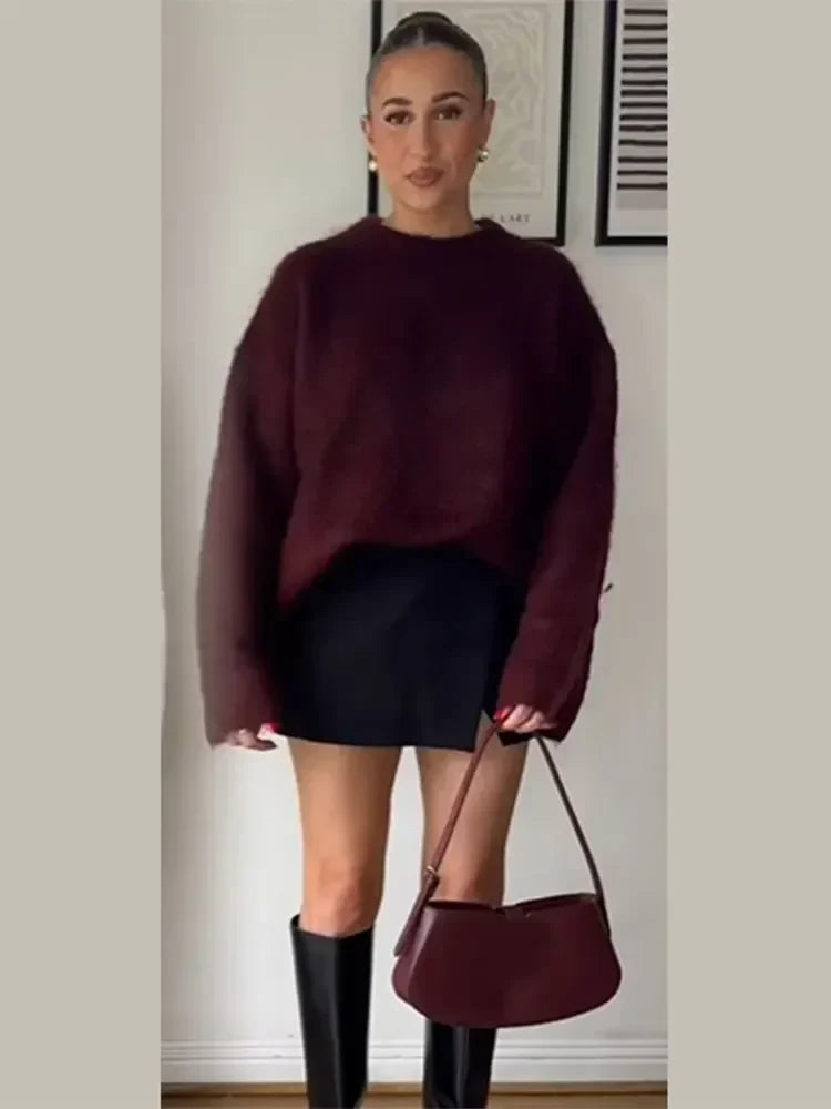 Wizese | Chic Strickpullover für Damen mit Rundhalsausschnitt
