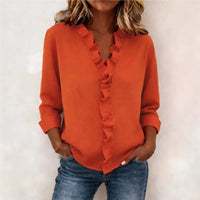 Sorelle™ Bluse mit Vertikalem Rüschendetail und Zeitlosem Stil – Orange