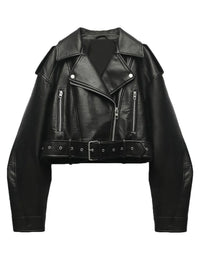 Bikerjacke Damen Kurz | Asymmetrischer Reißverschluss und Brusttaschen – Schwarz
