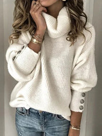 DAME FREIZEIT-MOCK-NECK-PULLOVER | MODERN, BEQUEM, VIELSEITIG – Weiß