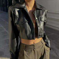 Babette® | Elegante Kunstlederjacke – Schwarz