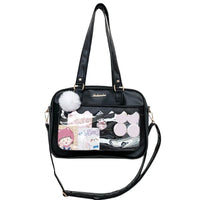 Heidi-Mode | Japanische Schultertasche für Frauen Pu Leder Itabag Transparente Tasche Jk Tote Tasche Handtaschen Preppy Tasche Ita Tasche Umhängetasche – schwarz