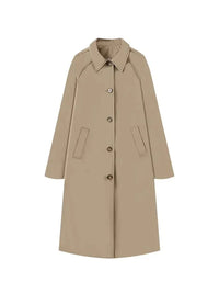 Farah | Langer Trenchcoat Mit Karofutter – Khaki