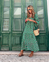 Kleid mit Weicher Passform – Grün / Pink (Fast ausverkauft)