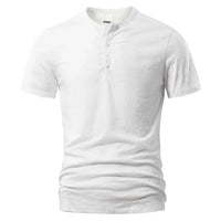 Herren Lässig Henley T-Shirt | Klassisch – Weiß