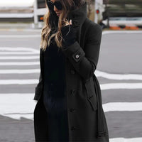 Kleviora | Neuer Winter schlanker Wollmantel Damen – Schwarz