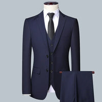 Herren Formell Elegant Hochzeitsgast Anzug Set | Dreiteiliges Set – Blau