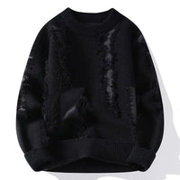 Samir – Patchwork Strickpullover – Schwarz