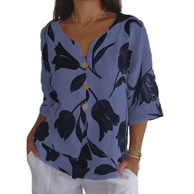 Louisa - Gedruckte V-Ausschnitt Bluse