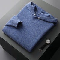 HARDY - PULLOVER MIT KAPUZE 100% KASCHMIR – Blau