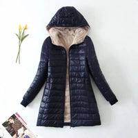 Damen Winter Fleece Jacke | Mit Kapuze – Marine