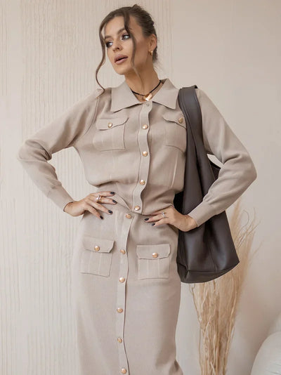 Olizineia | Damen Strick Blazer-Rock Set