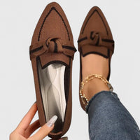 Peyton | Spitze Zehe Flache Sohle Ballerinas – Khaki