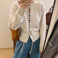 Celestine | Stylischer Knopf-Cardigan – Creme