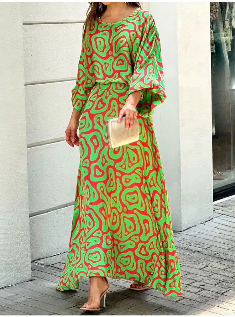 Mavy - Elegantes langes locker sitzendes Kleid