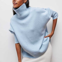 Margot - Gestrickter Rollkragenpullover – Blau