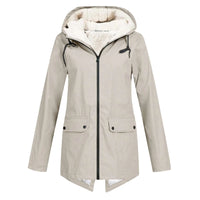 Damen Winter Wasserdichter Trenchcoat | Mit Kapuze – Beige
