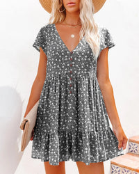 Sunnie - Boho Minikleid mit Rüschen – Schwarz