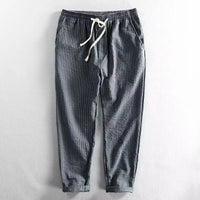 Lorenz™ Hose aus Baumwoll-Leinen mit Eleganten Streifen – Grau