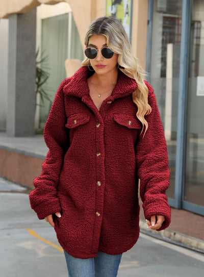 Pavelaya | Damen Winterjacke warm mit Revers, langarm und Knopfleiste locker