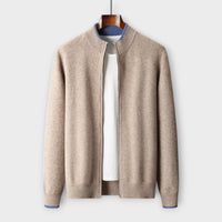 Levin - Sanfte Kaschmir Zip-Jacke – Khaki
