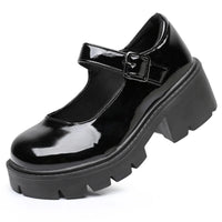 Schwarze Mary Jane Dirndl Schuhe für Damen | Plateau – Schwarz