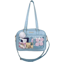 Heidi-Mode | Japanische Schultertasche für Frauen Pu Leder Itabag Transparente Tasche Jk Tote Tasche Handtaschen Preppy Tasche Ita Tasche Umhängetasche – Blau