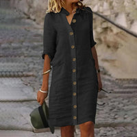 Bryn | Stilvolles kurzes Kleid mit Bauchbedeckung – Schwarz