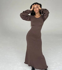 Isabella | Strick-Maxikleid – Kaffee