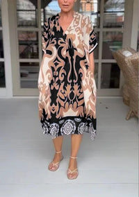 Alix™ | Sommerliches Midi-Kleid mit verspieltem V-Ausschnitt – Schwarz