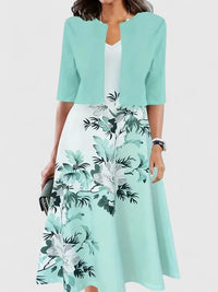 Orla | Halbarm A-Linien Midikleid – Grün