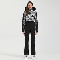 Einteiliger Skianzug für Damen | Wintersportbekleidung – Schwarz / Weiß 2
