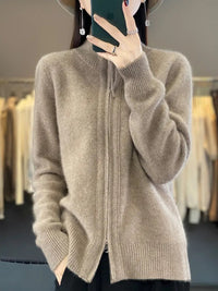 Zina | Kaschmir-Pullover mit Reißverschluss – Beige
