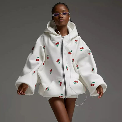 Cira - Gemütliche kirschweiße Jacke