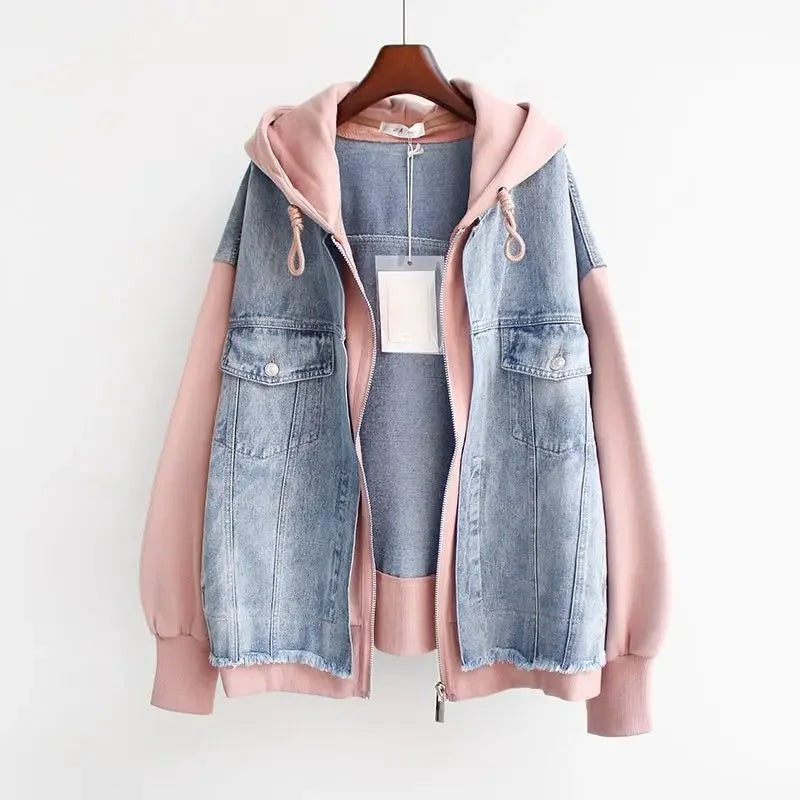 ALESSIA - OVERSIZE-HOODIE MIT JEANSJACKE KOMBINIERT