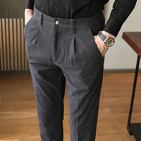 AUGUST - ELEGANTE HOSE AUS CORDSTOFF – Grau