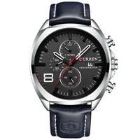 Wasserdichte Militär-Chronographen-Sportuhr – Silber Blau