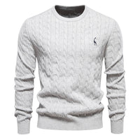Falkner | Strickmodern Herrenpullover – Hellgrau