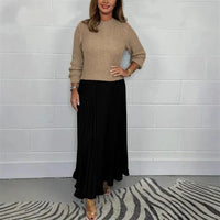 Lexenburg™ - Kleid mit Strukturiertem Strickpullover und Elegantem Plisseerock / Authentische Weiblichkeit mit Zeitgemäßem Touch! – Khaki