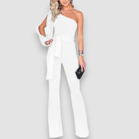 Emlily | Eleganter Ein-Schulter-Overall – Weiß