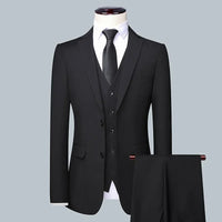 Herren Formell Elegant Hochzeitsgast Anzug Set | Dreiteiliges Set – Schwarz