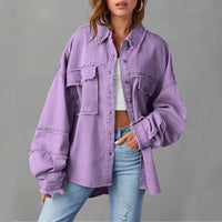 Weite Jeansjacke aus Baumwolle – Lila