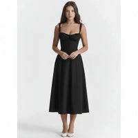 Linda | Damen Blumenkleid Korsett Seitenschlitz Midi – Blumen Korsett Midi 2026 – Schwarzes Linsay