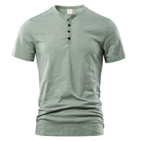 Herren Lässig Henley T-Shirt | Klassisch – Olivgrün